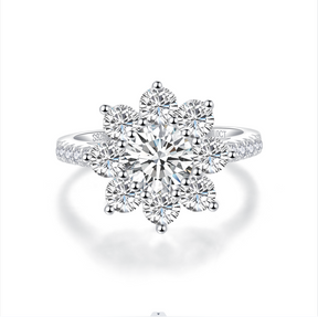 【02LIVE # link 15 - BUY 1 GET 1 free ring 】 S925 Silver Moissanite Diamond Hairui Sunflower Rings 1Carat RM1026