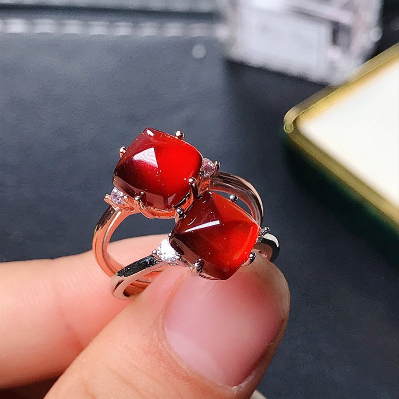 925 Silver Donta Garnet Ring