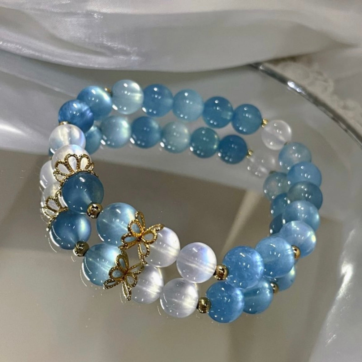 Aquamarine Frozen Crystal Bracelet