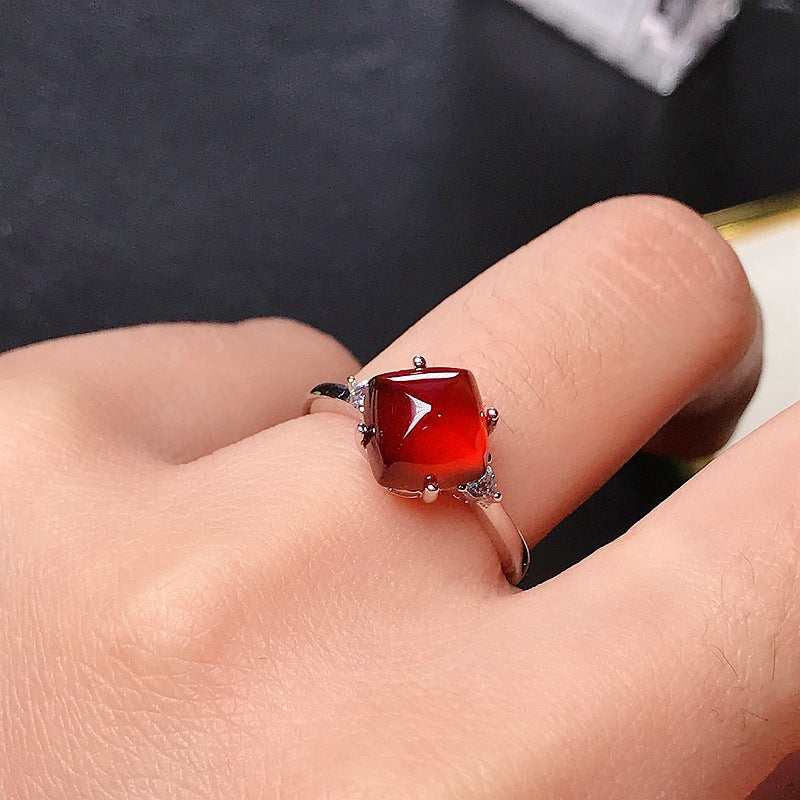 925 Silver Donta Garnet Ring