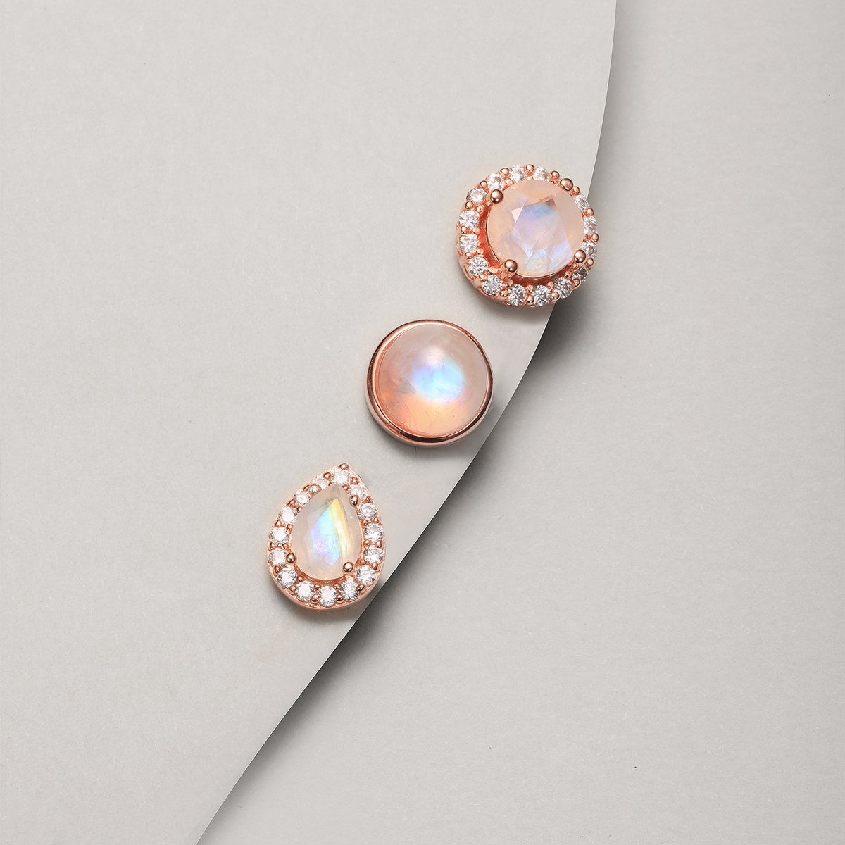 Rosy Moonstone Studs