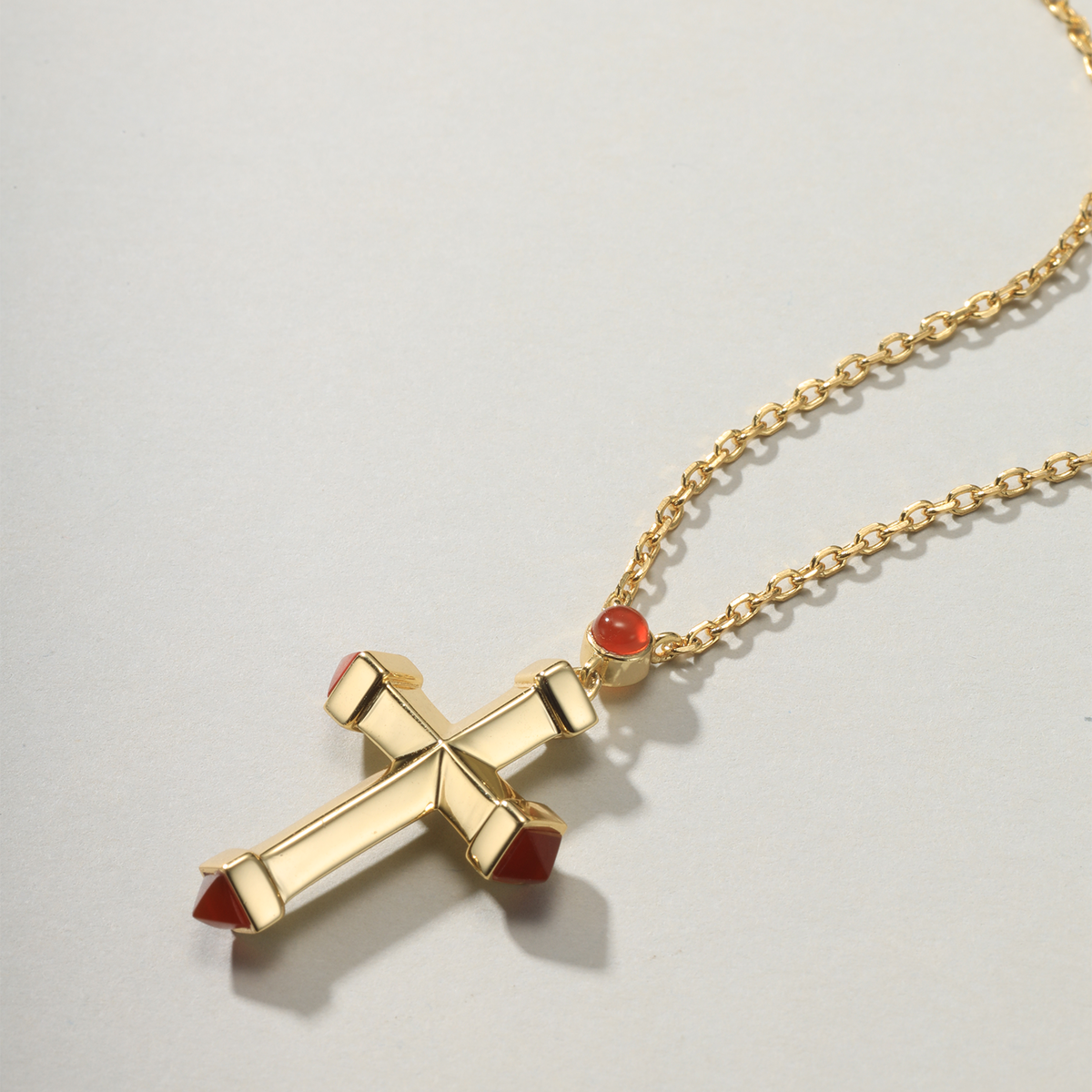 Garnet Cross Necklace